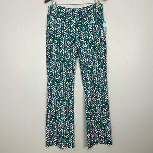 Lulu-B Vibrant Leaf Knit Bootcut Pants Women’s Size L Pull On Tummy Smoothing